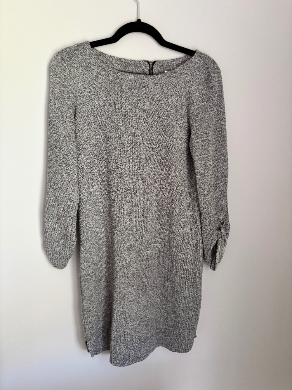 Merona Gray Marled Knit Shift Dress Women's XS 3/4 Sleeve Boat Neck